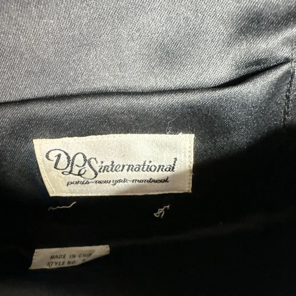 DLS International Purse Clutch Shoulder Strap Beaded Sequins Black Gold Silver‎